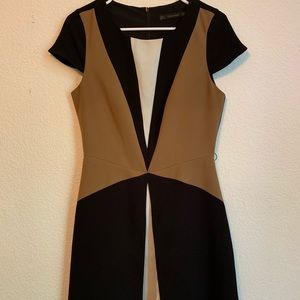 Zara black, white and tan dress